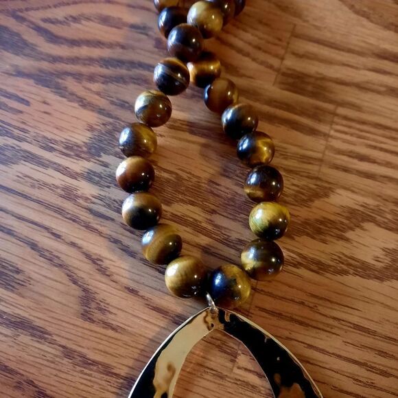 AV Gold over Sterling, Tigers Eye Beaded Necklace from Mexico - Picture 5 of 12